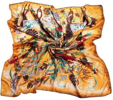 Vierkante Sjaal Hair Tie Band Vrouwen Elegante Kleine Vintage Skinny Sjaal Casual Hoofd Hals Zijden Sjaal Vierkante Sjaals Foulard geel