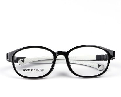 Vierkante Tieners Bril Kid Optische Bijziendheid Bril Jongen Meisje Amblyopie Frame Recept Anti Reflecterende TR90 Computer Eyeglasse C1Black wit