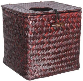 Vierkante Tissue Box Cover Tissue Houder Zeewier Hand Geweven Papier Handdoek Servet Dispenser Voor Thuis Restaurant bruin