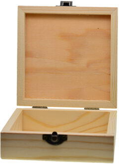 Vierkante Unfinished Houten Sieraden Opbergdoos Case Diy Base Ambachten 12 Cm