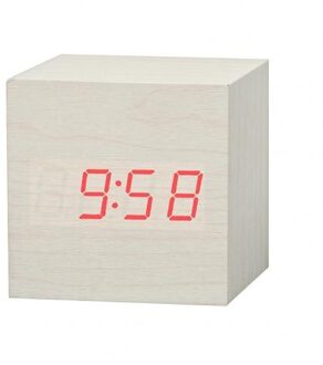 Vierkante Wekker Led Houten Horloge Tafel Voice Control Digitale Hout Despertador Usb/Aaa Aangedreven Elektronische Desktop Klokken wit rood Figure