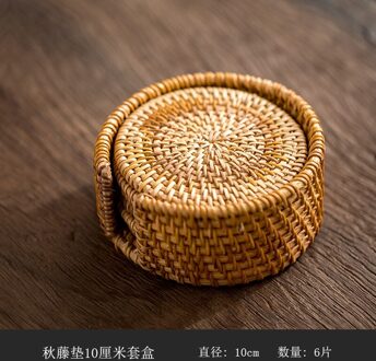 Vietnam Herfst Rotan Cup Mat Set Thee Mat Bekerhouder Thee Set Ijzeren Pot Warmte-isolatie Mat Pot Mat Cup mat 6 stuk 10cm suit