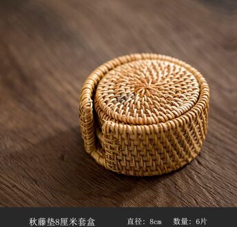 Vietnam Herfst Rotan Cup Mat Set Thee Mat Bekerhouder Thee Set Ijzeren Pot Warmte-isolatie Mat Pot Mat Cup mat 6 stuk 8cm suit