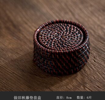 Vietnam Herfst Rotan Cup Mat Set Thee Mat Bekerhouder Thee Set Ijzeren Pot Warmte-isolatie Mat Pot Mat Cup mat AA 6 stuk 8cm suit