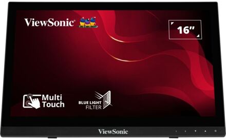 Viewsonic TD1630-3 touch screen-monitor 39,6 cm (15.6") 1366 x 768 Pixels Multi-touch Multi-gebruiker Zwart