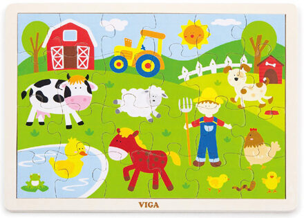 Viga Toys Houten Legpuzzel Boerderij 24 Stukjes