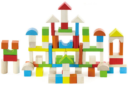 Viga Toys Multikleur bouwblokken in ton, 80 stuks