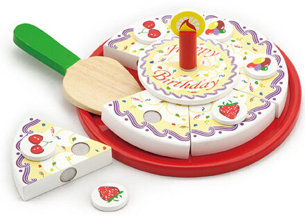 Viga Toys Snijtaart Verjaardag Junior 23 Cm Hout 8-delig
