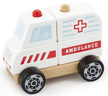 Viga Toys Stapelfiguur Ambulance 13 Cm Wit