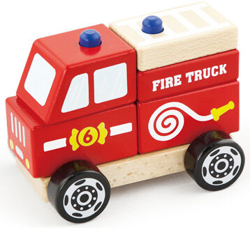 Viga Toys Stapelfiguur Brandweerauto 13 Cm Rood