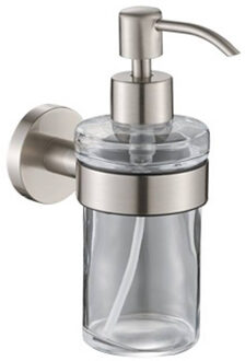 Vigo zeepdispenser glas m. houder RVS brushed