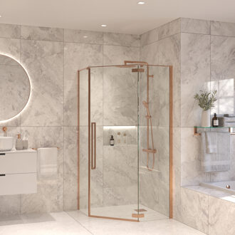 Vijfhoekige Douchecabine Sanivo Vigo 100x100x200 cm Geborsteld Brons