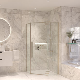 Vijfhoekige Douchecabine Sanivo Vigo 100x100x200 cm RVS Look