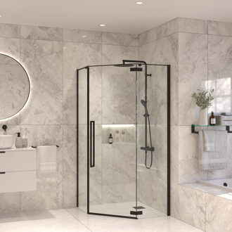 Vijfhoekige Douchecabine Sanivo Vigo 90x90x200 cm Mat Zwart