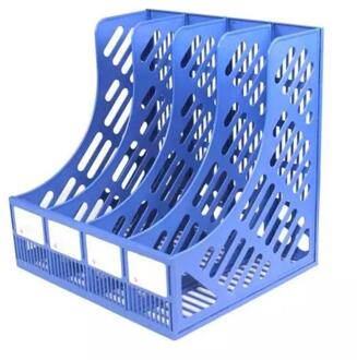 Vijlbladhouder Document Lade 4-Grid Desktop Storage File Organizer Mesh Bestanden Plank Desktop Bestand Rack Boek Houder Kantoor levert Blauw