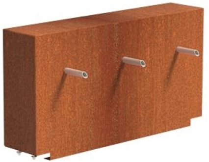 Vijvermuur cortenstaal vast 120 x 25 x 60 cm, 3x pijp