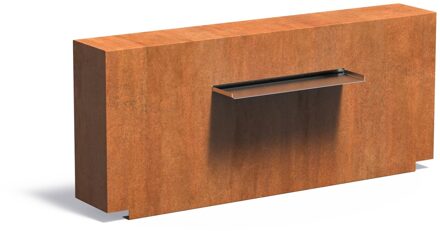 Vijvermuur cortenstaal vast 150x25x60cm.