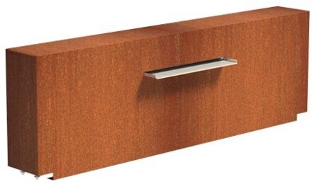 Vijvermuur cortenstaal vast 200 x 25 x 60 cm, 60 cm waterval