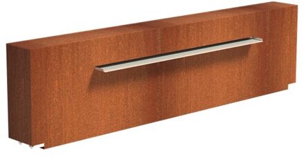 Vijvermuur cortenstaal vast 250 x 25 x 60 cm, 150 cm waterval