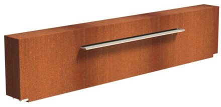 Vijvermuur cortenstaal vast 300 x 25 x 60 cm, 150 cm waterval