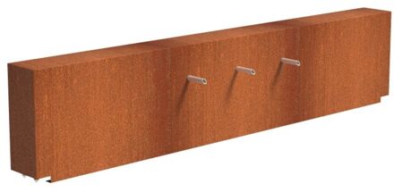 Vijvermuur cortenstaal vast 300 x 25 x 60 cm, 3x pijp