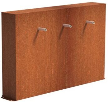 Vijvermuur cortenstaal vrij 150 x 25 x 120 cm, 3x pijp