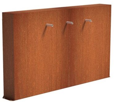 Vijvermuur cortenstaal vrij 200 x 25 x 120 cm, 3x pijp