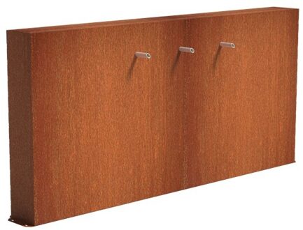 Vijvermuur cortenstaal vrij 250 x 25 x 120 cm, 3x pijp