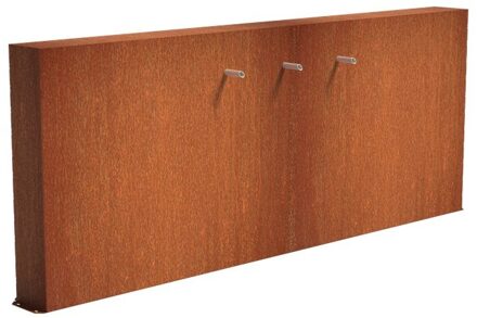 Vijvermuur cortenstaal vrij 300 x 25 x 120 cm, 3x pijp