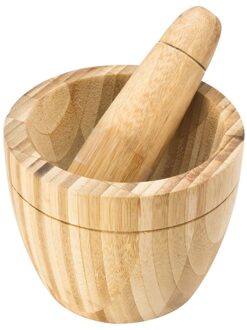 Vijzel met stamper - Bamboe - D11 cm - Vijzel en mortier Beige