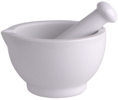 Vijzel met stamper - keramiek - D10 cm - Vijzel en mortier Wit