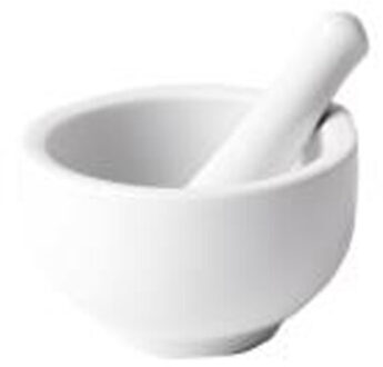 Vijzel met stamper - keramiek - D8 cm - Vijzel en mortier Wit