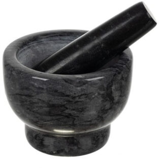 Vijzel met stamper - marmer - D12 cm - keuken artikelen - fijnhakken van kruiden