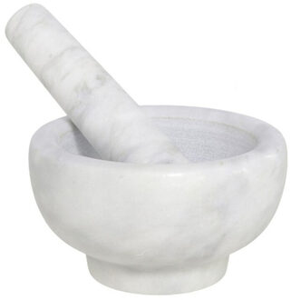 Vijzel met stamper - marmer - D12 x H6 cm - Kruiden / Specerijen maler