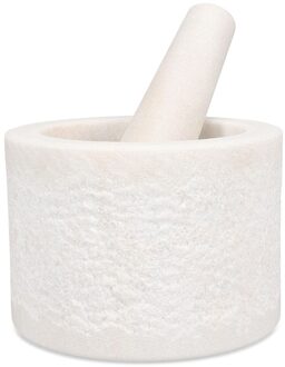 Vijzel met stamper marmer wit rond 140mm en hoog 100mm