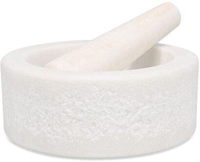 Vijzel met stamper marmer wit rond 160mm en hoog 60mm