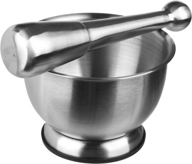 Vijzel met stamper - RVS - D12 x H8 cm - Kruiden maler - Specerijen maler