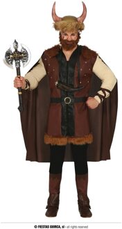 Viking Aron Kostuum Heren Zwart, Bruin - Kastanje