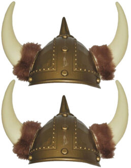 Viking helm - 2x stuks - volwassenen - kunststof - luxe - verkleed vikinghelm - accessoires