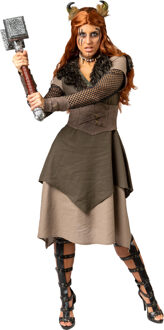 Viking Jurk Deluxe Vrouw Bruin - Kastanje