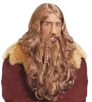 Vikingspruik met baard en snor Blond- Goudblond