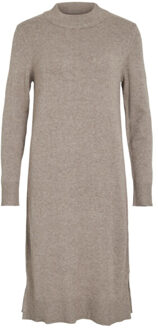 Vila 14061427 viril crew neck l/s midi dress Zwart