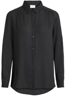 Vila blouse met plooien zwart