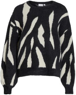 Vila Juli jaquard l/s knit top -noos Zwart - XL