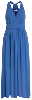 Vila Lichtblauwe mouwloze V-hals jurk Vila , Blue , Dames - M,Xs