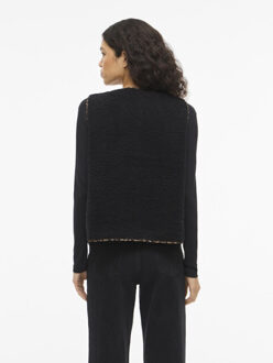 Vila Viada printed piping teddy vest - - maat L Zwart