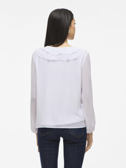 Vila Viane l/s v-neck frill top noos Wit - 40