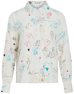 Vila Videbbie ace ls shirtc35 ecru dessin - maat M