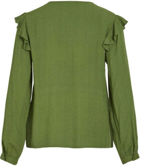 Vila Videstina v-neck ls top - - maat S Groen