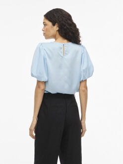 Vila Viellette 2/4 satin puff top noos Blauw - 40